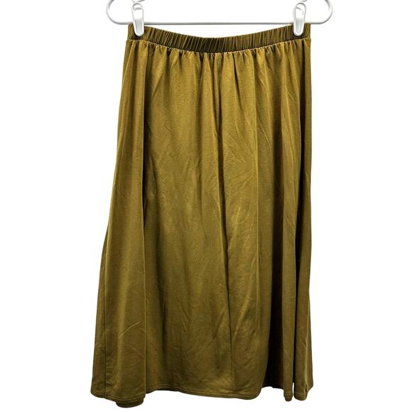 Garnet Hill Button Detail Knit Wrap Skirt Yellow Green Small - Picture 2 of 8